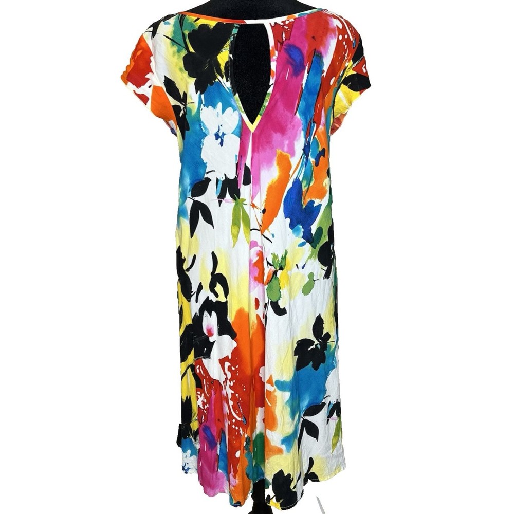 Jams World Symphony Bold Hawaiian Floral Rayon Pullover Dress Size Medium W380 - Picture 4 of 9